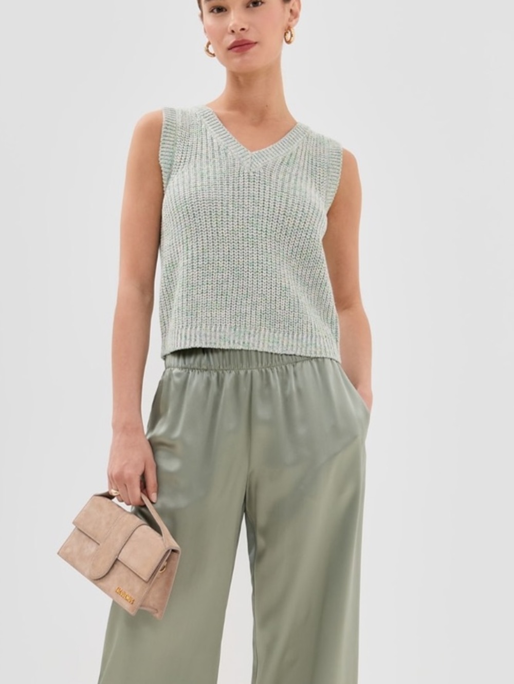 Sablyn multi colored/ Green V-Neck sweater Top